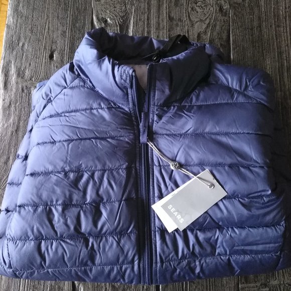 Sears Men's Ultra Light Down Jacket Blue Or Black Sz Small - Picture 2 of 10